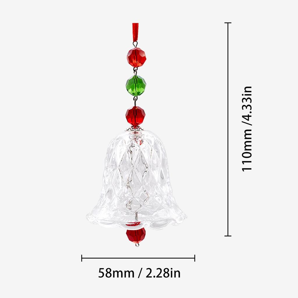 Christmas Tree Decoration Glass Bell Ornament Aesthetic, Wind Chimes Glass Pendant for Bedroom Ladies Party Porch