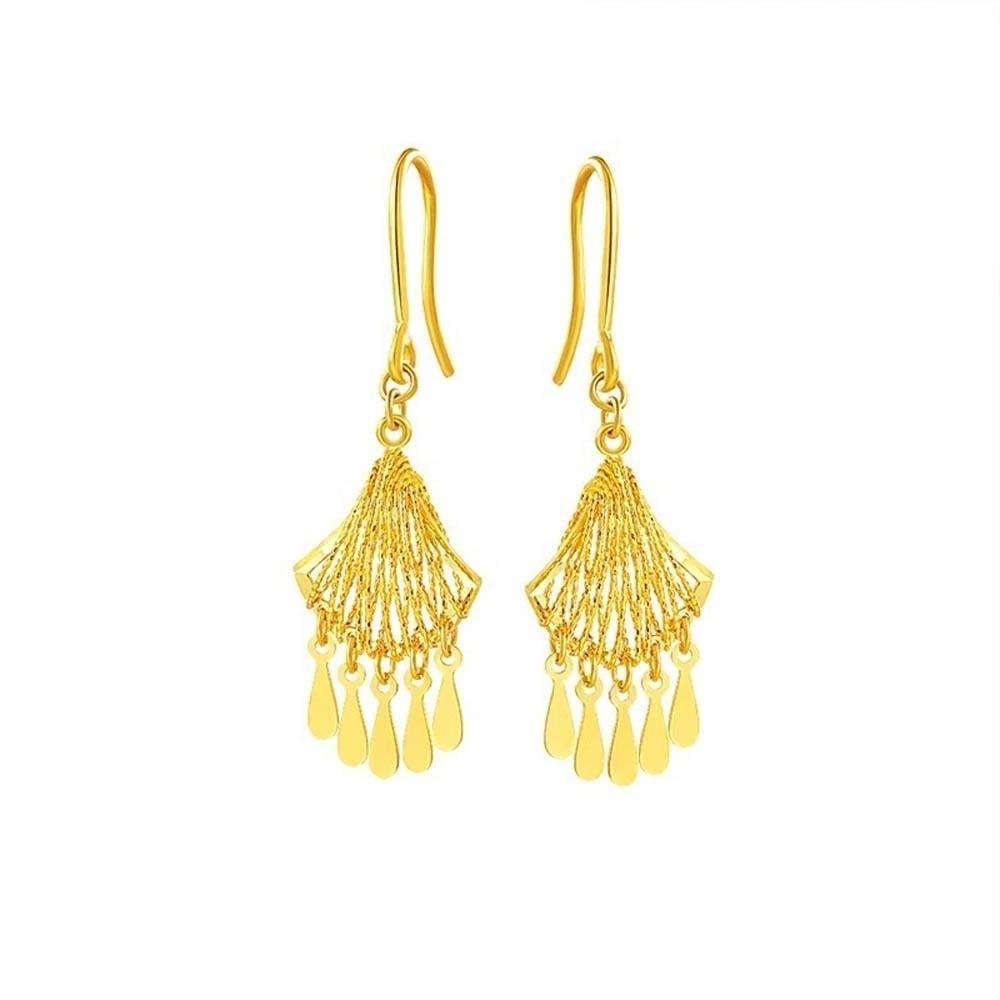 1 pair Temperament Fan Shaped Tassel Earrings Zinc Zinc Alloy Peacock Earrings Thai Golden Eardrops  Bride золотистый