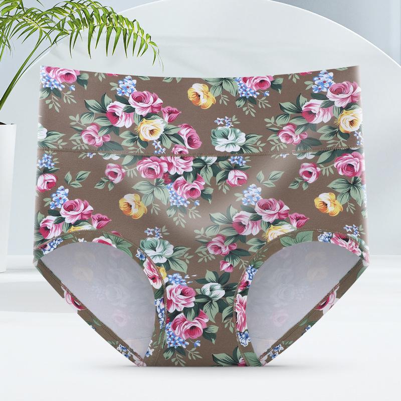 Damen High-Waist bedruckte Dreiecksslips mit Graphen antibakteriellem Baumwollzwickel - Sexy, atmungsaktive, Bauchkontroll-Unterwäsche