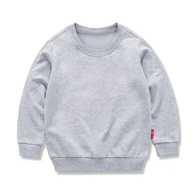 Children's Spring Collection Korean-Style Solid Color Hoodie - Trendy Long Sleeve Round Neck for Boys & Girls