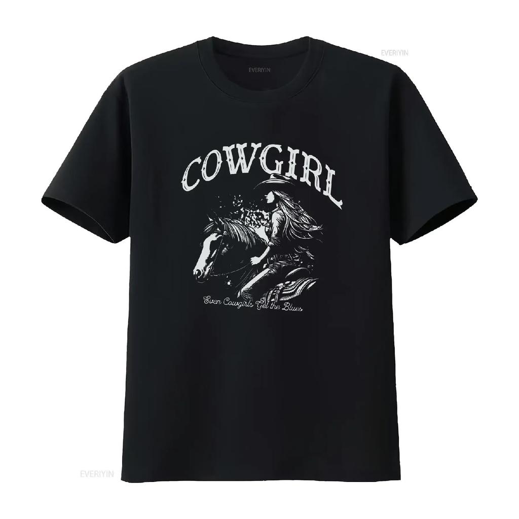 Even Cowgirls Get The Blues Western T Shirt Cowgirl fashion vintage for vintage Washed Unisex Versatile Stretched