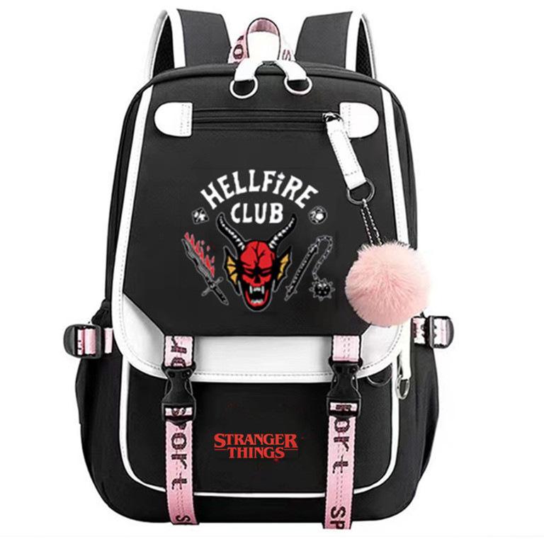 Hellfire Stranger Things Backpack Usb Charging Backpack Student School Bag School Bag Stranger