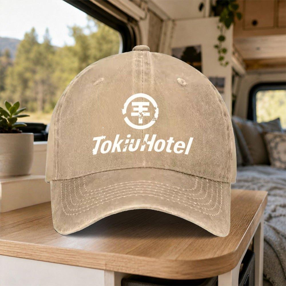 Tokyo Hotel Vintage Washed Baseball Cap Adjustable Duckbill Hat Unisex Lightweight for Outdoor Daily Wear Parties Vacations
