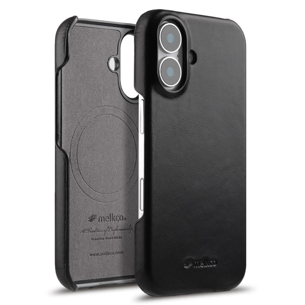 MELKCO Pro iPhone 16 Pouzdro Kompatibilní s MagSafe Voskovaná Pravá Hovězí Kůže PC Zadní Kryt na Telefon