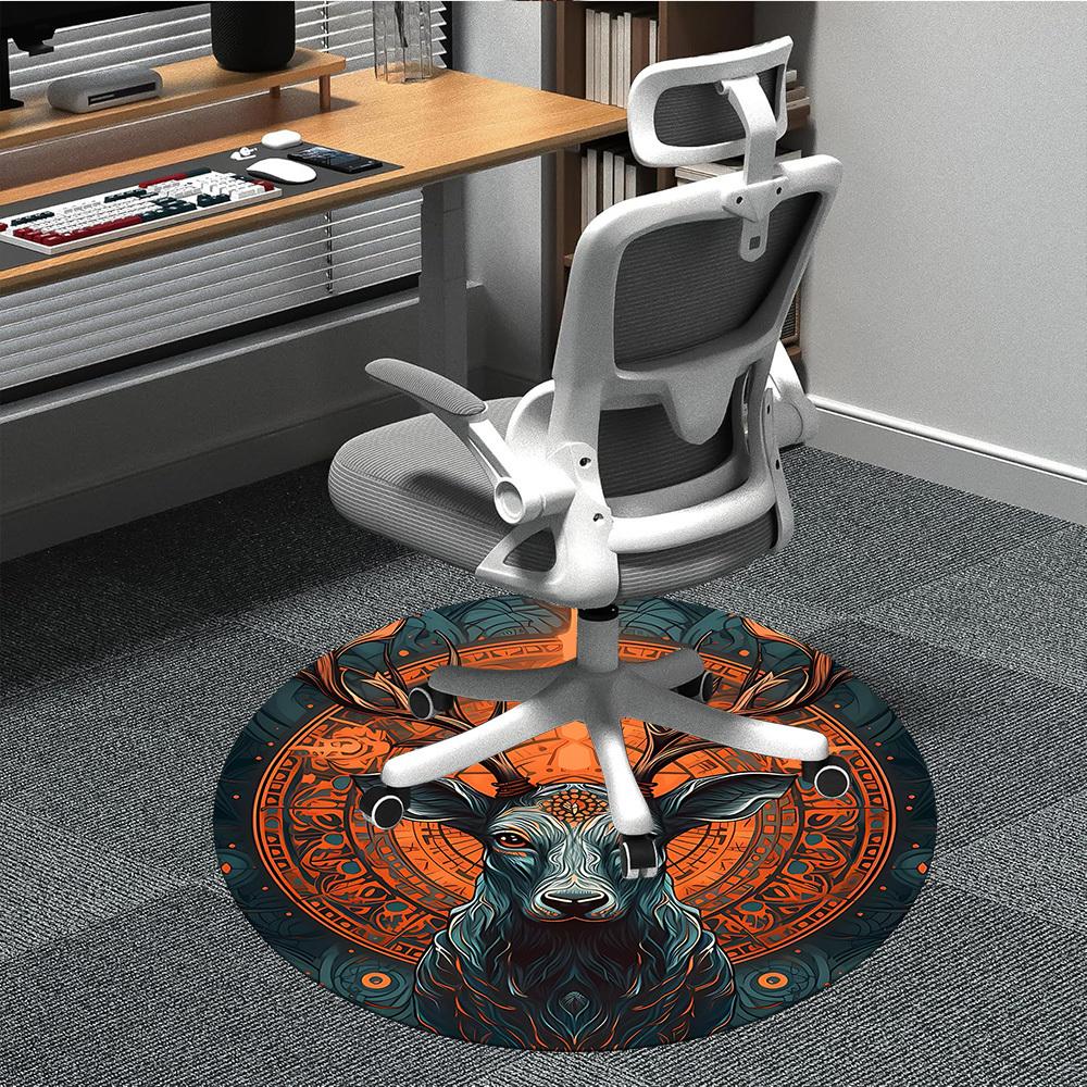 

1 шт. Круглый ковер с узором «Мандала с оленем» для офиса, под офисные стулья, спальни, гостиной, домашний декор, Декор комнаты, Доступен в различных размерах L1121005 80cm by 80cm