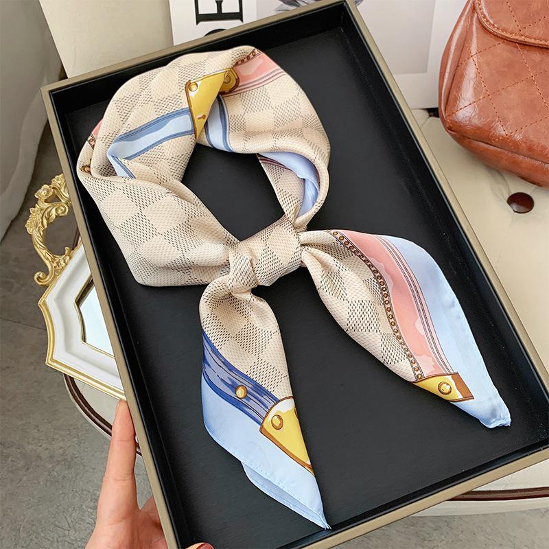 Elegant Korean Style Silk Scarf: 70cm Versatile Thin Square for Women's Neck Protection