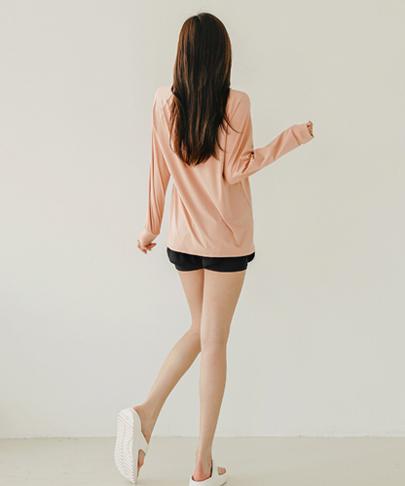 Tyubeuteuli Women'S Basic Loose Fit Long Sleeve Rash Guard B603 Salmon Pink