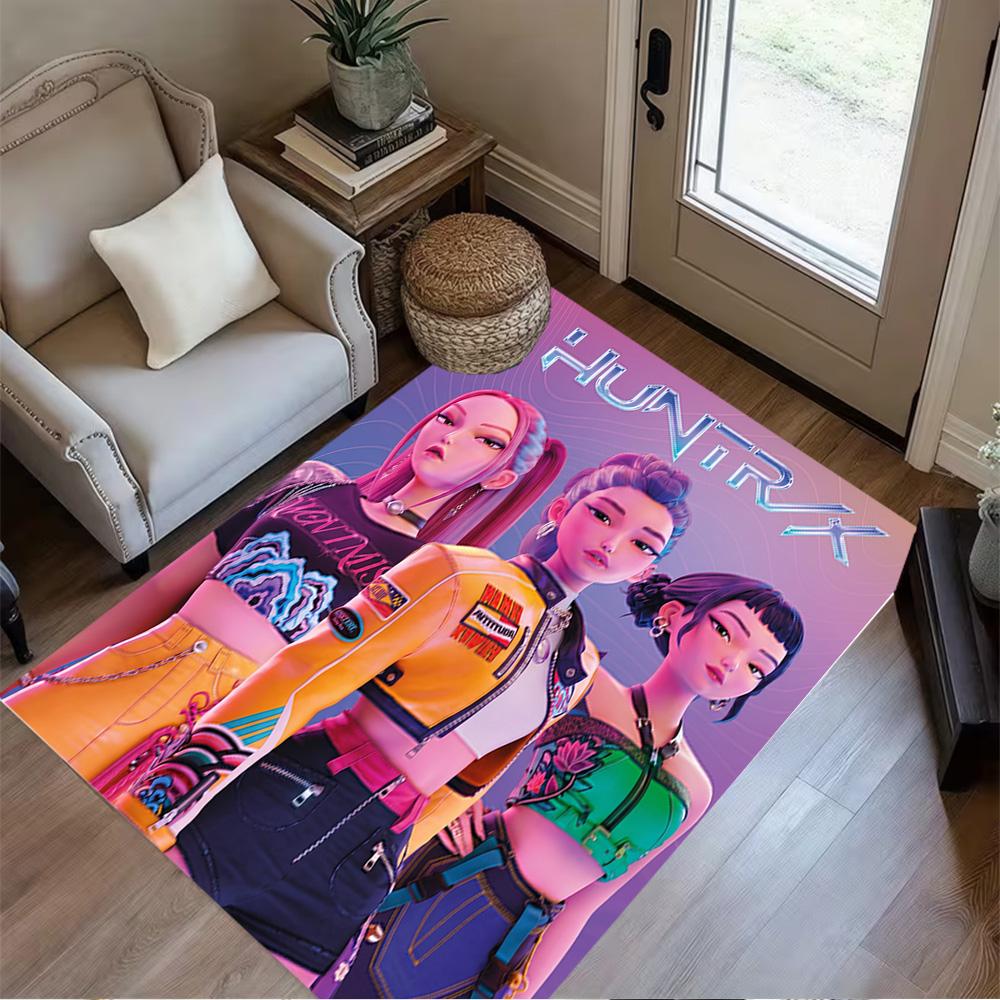 Huntrx Cyberpunk Fashion Area Rug Design for Entryway Kitchen Living Rooms Hallway Anti-slip Rug Anime Office Decor Best for Christmas