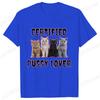 Funny CerTified Pussy Lover Meme Cat Graphic T Shirts Unisex Fashion Kawaii T-shirt Street Casual Vintage T-shirts for Men Women