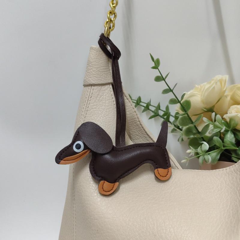 Cross-border Dachshund Pendant: Leather Cartoon Dog Bag & Phone Case Accessory for Cars
