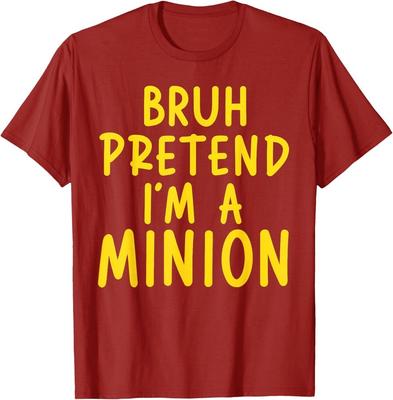 Bruh Fingiti che io sia Costumi da Minion Famiglia Pigro Facile Halloween Maglietta