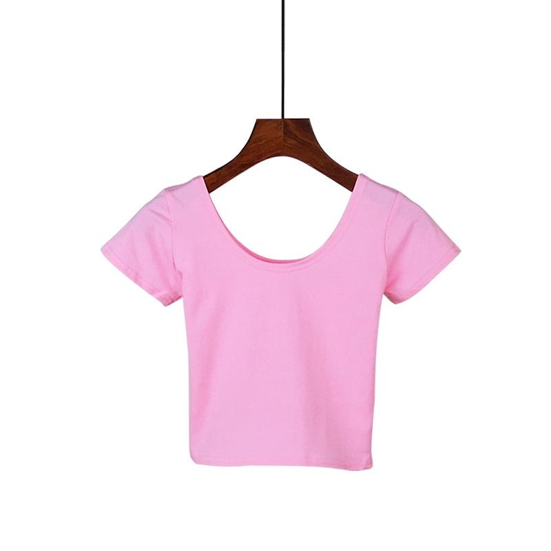 Korean Style Slim High-Waist Crop Top - Short Sleeve Belly Button Tee for Women