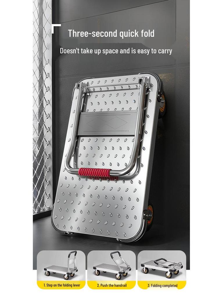 Steel Plate Folding Hand Truck for Home, Office, Warehouse, and Construction Site Transport