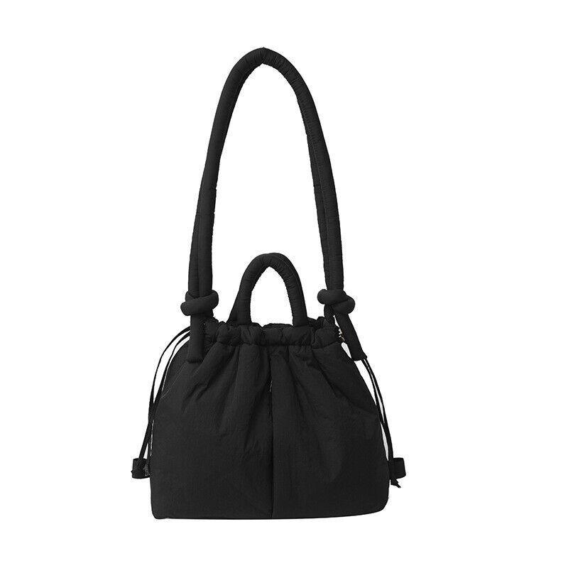 

Casual Large Capacity Puffer Tote Bag Designer Padded Nylon Women Handbags Knotted Strap Shouder Crossbody Bags Warm S чорний