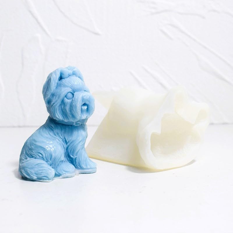 Cute Dog Silicone Mold, Yorkshire Candle Mold for Soap Soy Wax DIY Handcraft, Puppy Resin Mold for Bridesmaid Gift Wedding Party Home Dinner Festive