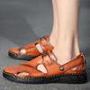 Fashion Summer Hollow Out New Flat Casual Sandals Men's Outdoor Seaside Breathable Cowhide Sewn Slippers Comfortable Men's Shoes 38-50