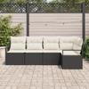 Set de Canapé de Jardin de 5 Pièces avec Coussins Noir Rattan Poly, Canapé de Jardin 2 places avec Rangement et Coussins 3355046