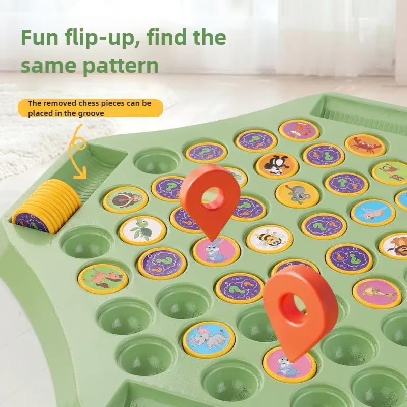 Kids Battle Chess Educational Toy Observation Concentration Training Fun Animal Flip Chess Parent-child Interactive Game Toys