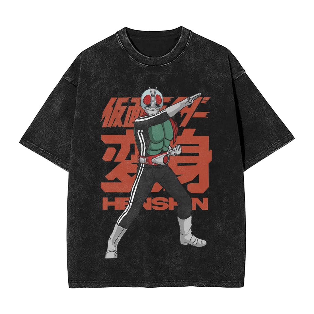 Kamen Rider Comic Cover Washed T Shirts Streetwear Hip Hop Vintage TShirt  Tee Shirt for Men Women 100 Cotton Street Graphic