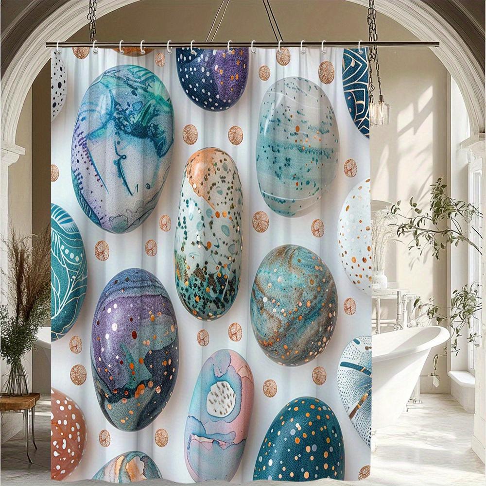 

1pc Creative Pebble Pattern Shower Curtain Bathtub Partition Hanging Fabric Suitable for Bathroom Decoration Polyester Includes 90x180cm
