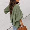 2025 Women's Plus Size Loose Knitwear Cardigan with Lantern Sleeves - Solid Color European and American Style Sweater.
