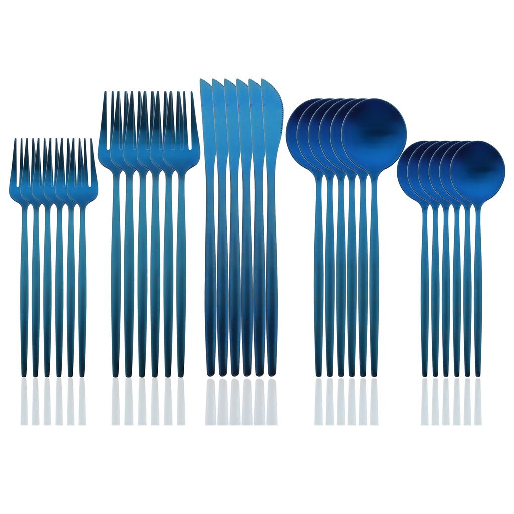 30 Teile/satz Geschirr Matte Schwarz Messer Salat Gabeln Dessert Löffel Besteck Set Edelstahl Besteck Familie Geschirr für Party