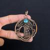 Blue Copper Turquoise Handmade Gemstone Pendant, 999 Copper Wire Wrapped Pendant Antique Jewelry, For Engagement Gift