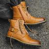 Men Boots Metal Double Zipper Motorcycle Boot Oxford Business Ankle Autumn Winter Shoes