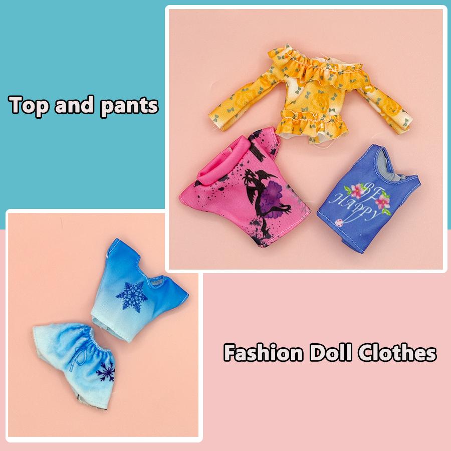 4pcs 1/6 doll Fashion Casual Clothes Set Top Shorts and Trousers for Girl Doll Accessories DIY toy Dollhouse Miniatures