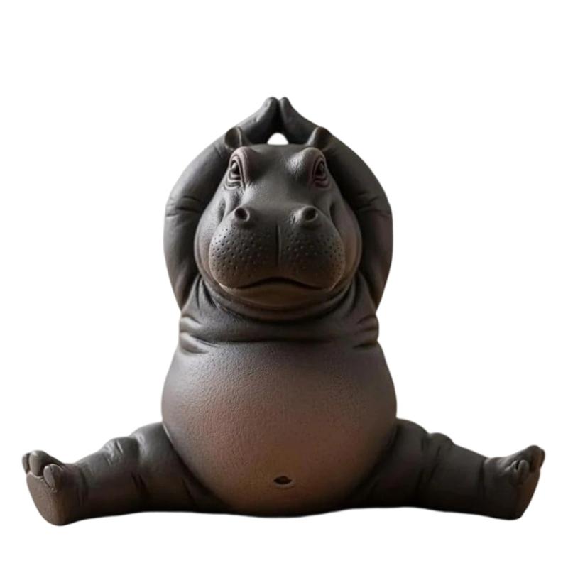 Meditations Clumsy Hippo Figurine Plastic Craft Desktop Shelf Decors Perfect Gift For Meditating Enthusiasts Collectors