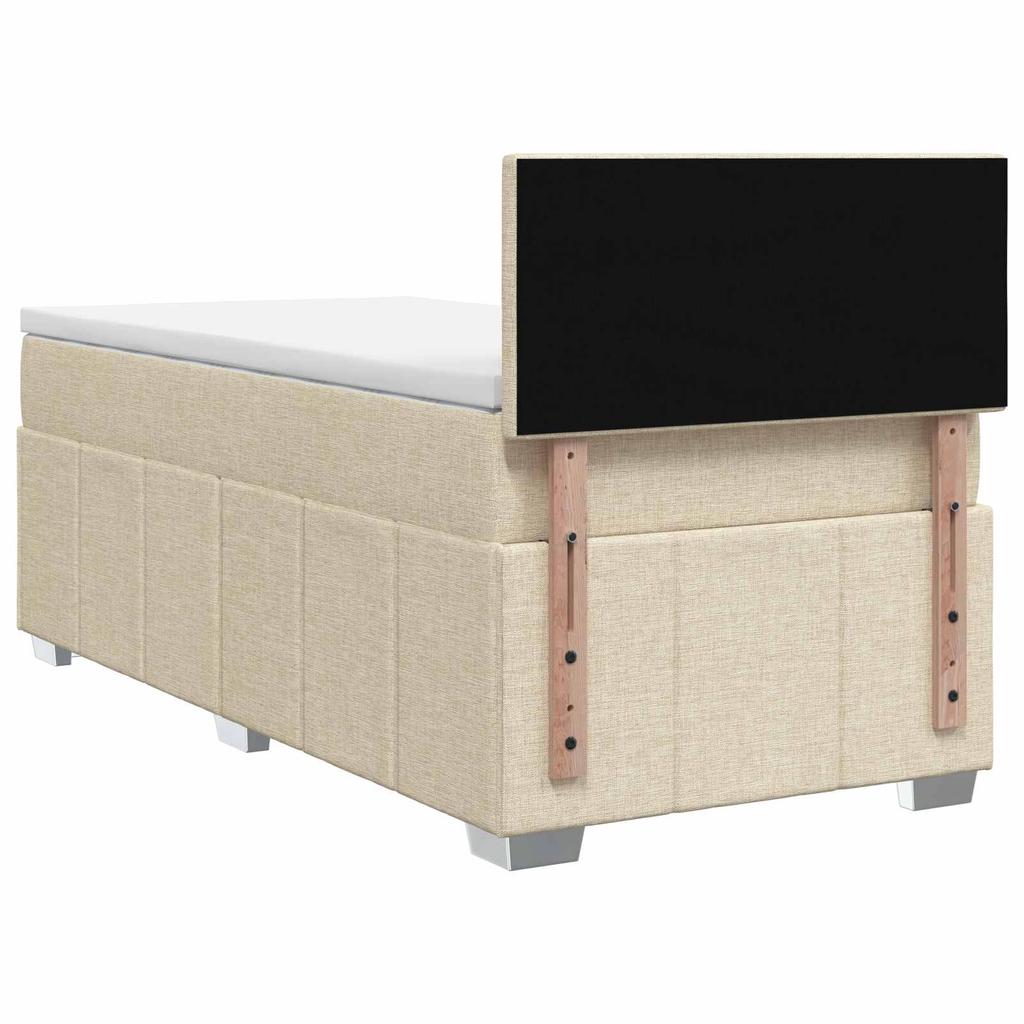 Box Spring Bed with Mattress and Headboard Cream 80 x 200 cm Fabric
