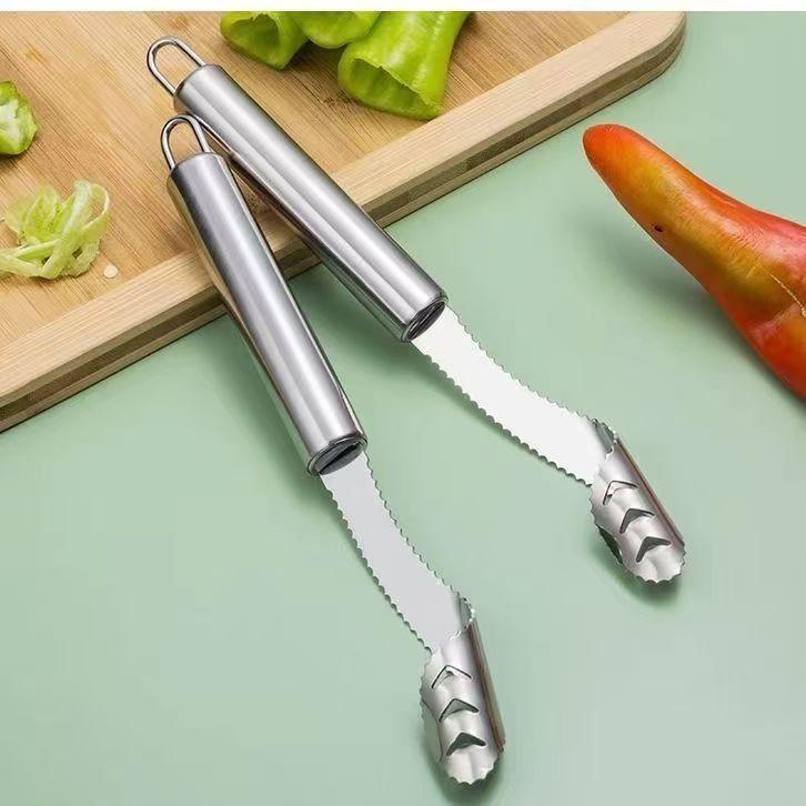 Green Pepper Coring Device Cutting Pepper Knife Stainless Steel Household Crispy Pepper Cucumber Bitter Melon Corer Kitchen Tool
