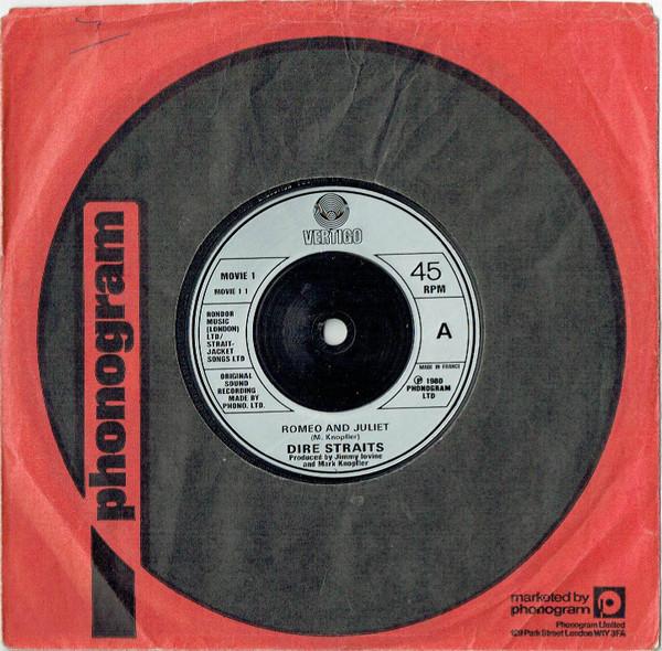 

7inch Record DIRE STRAITS - Romeo And Juliet MOVIE1 Vertigo 1980 UK Rock Used