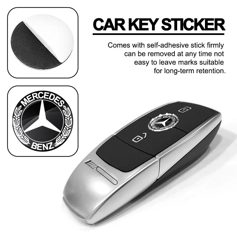 Car Sticker 11/14mm Aluminum Car Key Badge Sticker For Mercedes Benz W203 W204 W211 W210 W124 AMG W202 W212 W220 W205 W201 A Cla