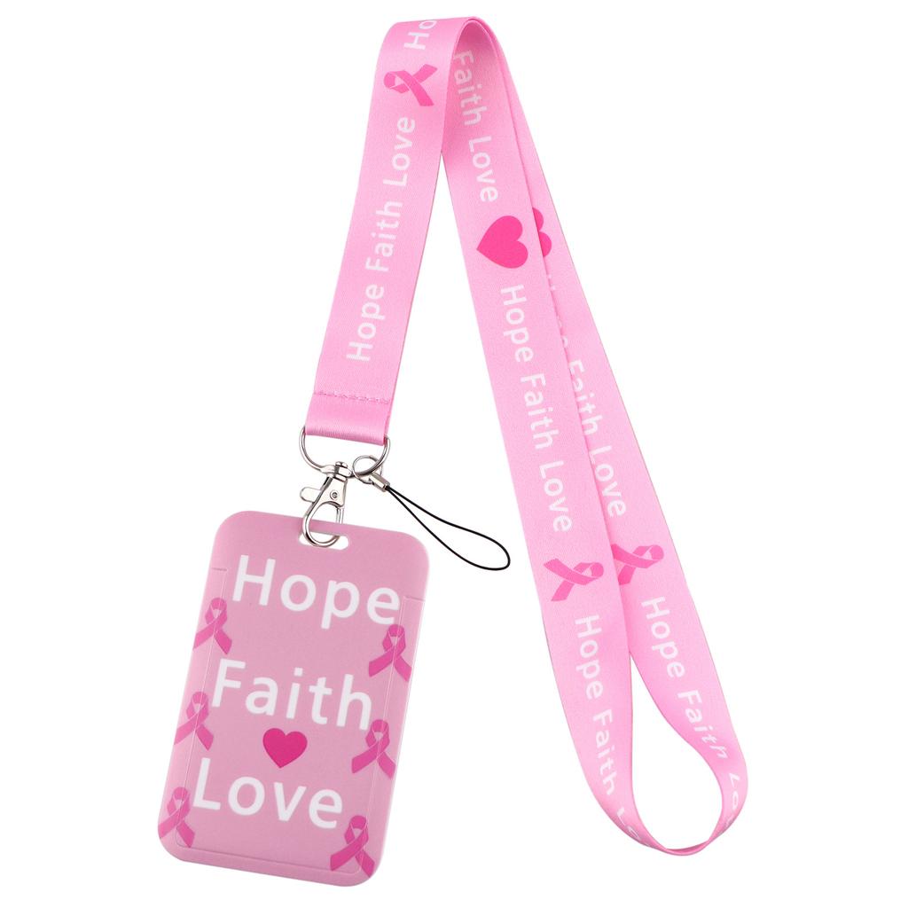 Credential Holder Pink Ribbon Lanyards for Keys Neck Strap For Card Badge Gym Keyring Nurse Accessories