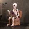 Home Bar Atmosphere Prop Skeleton Sitting On Toilet Resin Figurine, Realistic Skull Tabletop Personalized Study Bookshelf Decor Ornament, Creative