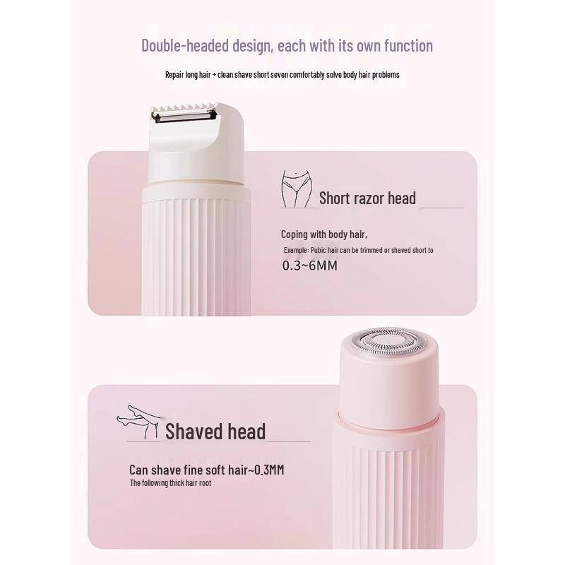 Dual-Head Electric Women's Hair Removal Shaver & Trimmer for Body and Pubic Hair