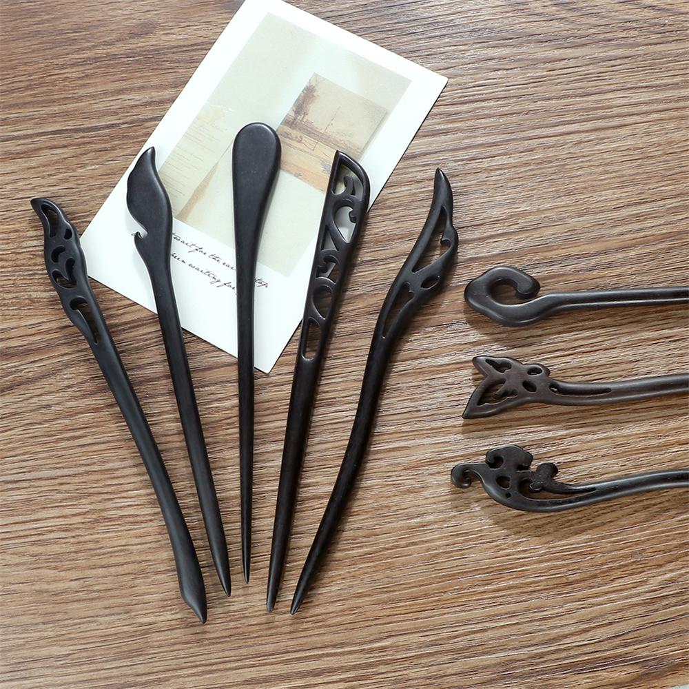 34 Styles Natural Black Sandalwood Hair Sticks High Quality Hairpin for Women Girls Antiquity Chopstick Shaped Hair Clip Jewelry