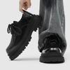 British style platform derby shoes, new black round head lace-up commuting height-increasing big head casual leather shoes