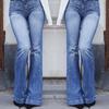 Jeans Damenmode Trend Slim Schlankheitshose mit hohem Bund, ausgestellte Hose, gewaschen und poliert, weiße Hose für Damen