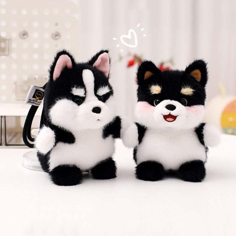Stuffed Animal Husky Corgi Plush Schnauzer Dog Stuffed Keychain Dog Plush Pendant  Kids Toy