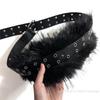[ZYAS]New Retro Punk Y2K Fluffy Faux Fur Waist Belt Women Fashion Accessories PU Leather Waistband Gothic Style