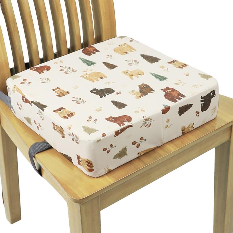 Booster Seat for Dining Table Printed Pattern Kids Booster Seat with Safety Buckles Anti-Slip Bottom Heightening Cushion