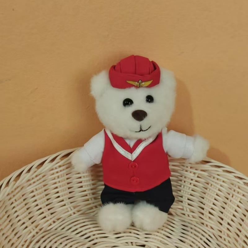 Traffic Police Officer Bear Doll Cute Doll Police Car Keychain Plush Toy Schoolbag Pendant Small Pendant Puppet