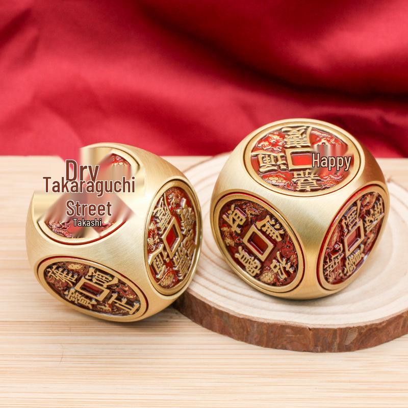Messing Rotierender Sechsseitiger Handheld Dekompressions Fitness Ball - Fingerspitzen Gyroskop Ornament Geschenk