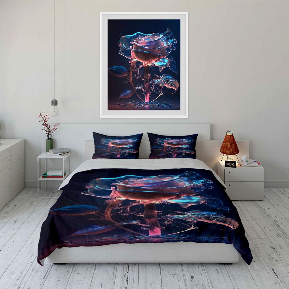 Glowing Rose with Leaves. Bedding Sets Duvet Cover Sets Duvet Covers Pillowcases(1*Duvet Cover 2*Pillowcases Without Duvet Insert)