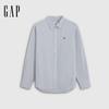 GAP Men's Brenna Striped Loose Oxford Long Sleeve Shirt