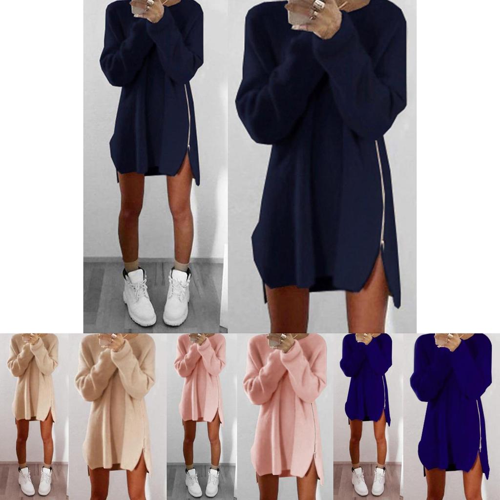 Luxurious Womens Jumper Knitted Sweaters Dress With Solid Casual Long Sleeves