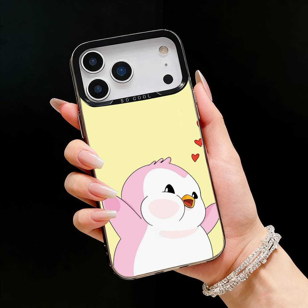 Cute Pudgy Penguin Phone Case For iPhone17, 16,15,14,13,12 Pro Max Black Candy Matte Shockproof Cover iPhoneXSMAX