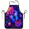 1pc Galaxy Butterfly And Rose Art Print Apron, Durable And Easy To Clean, Adjustable Waistband, Polyester Material, for Kitchen Cooking, Gardening, Or